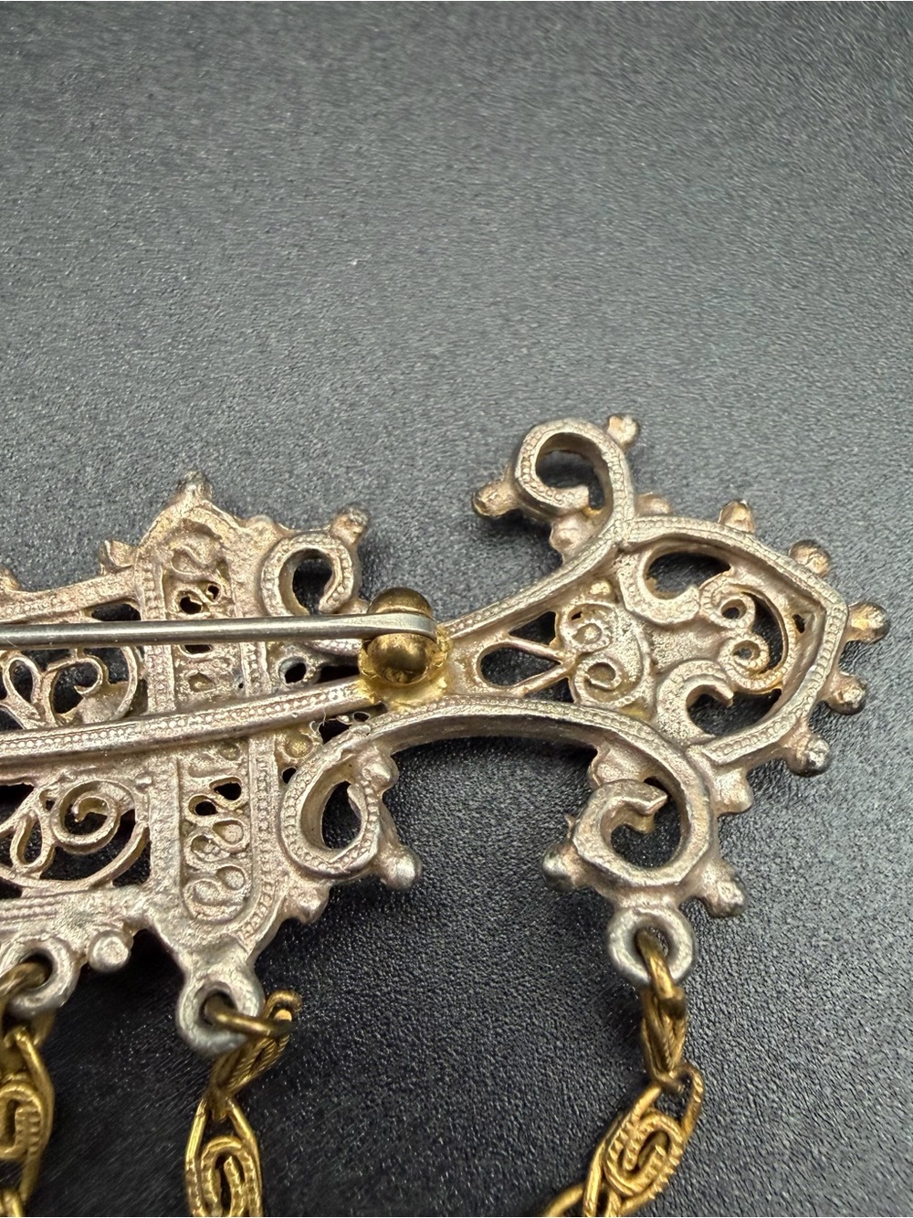 Vintage Jambiya or Scimitar dagger filigree brooch #809 - Picture 8 of 12